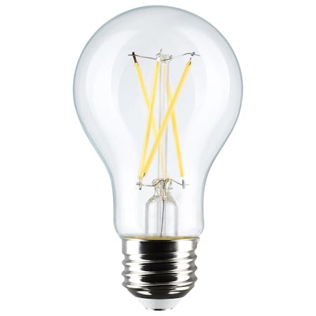 Satco 8W A19 LED Lamp, Clear, 2700K, Medium Base, 120V, 4-Pack, 4PK S12462
